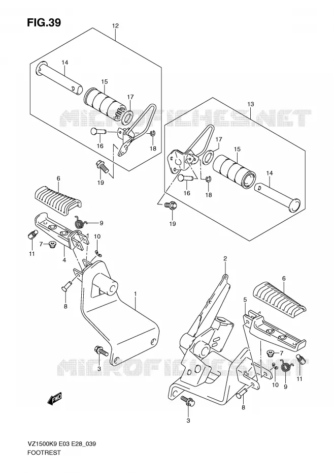 FOOTREST Suzuki MOTO 1500 BOULEVARD 2009  VZ1500K9(E3/E28)