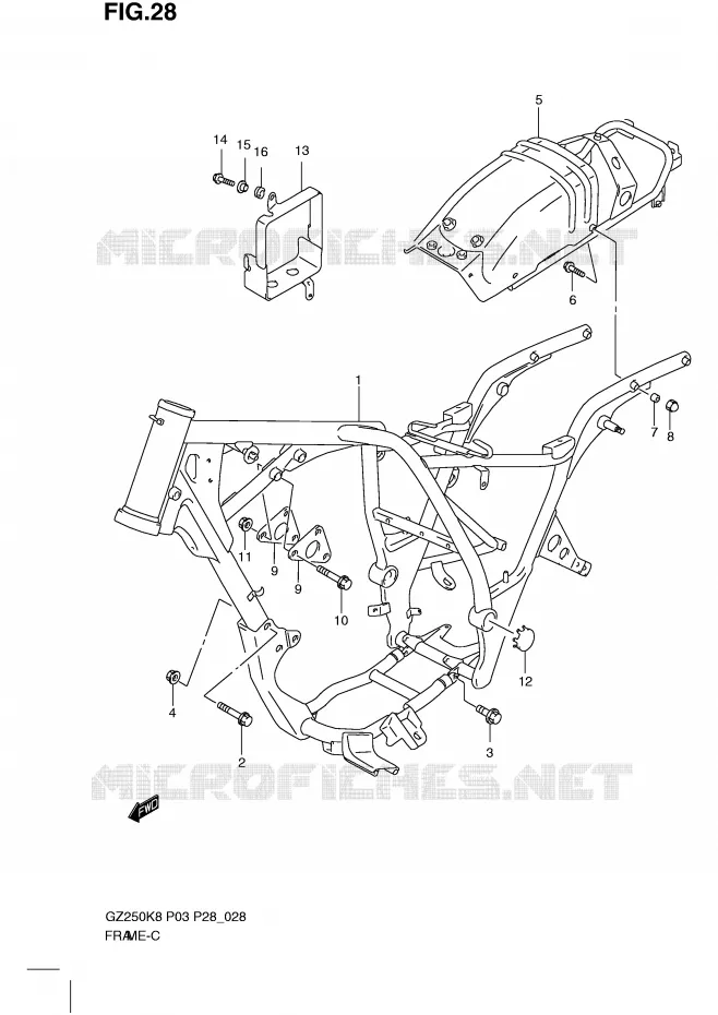 FRAME Suzuki MOTO 250 MARAUDER 2009  GZ250K9(P3)