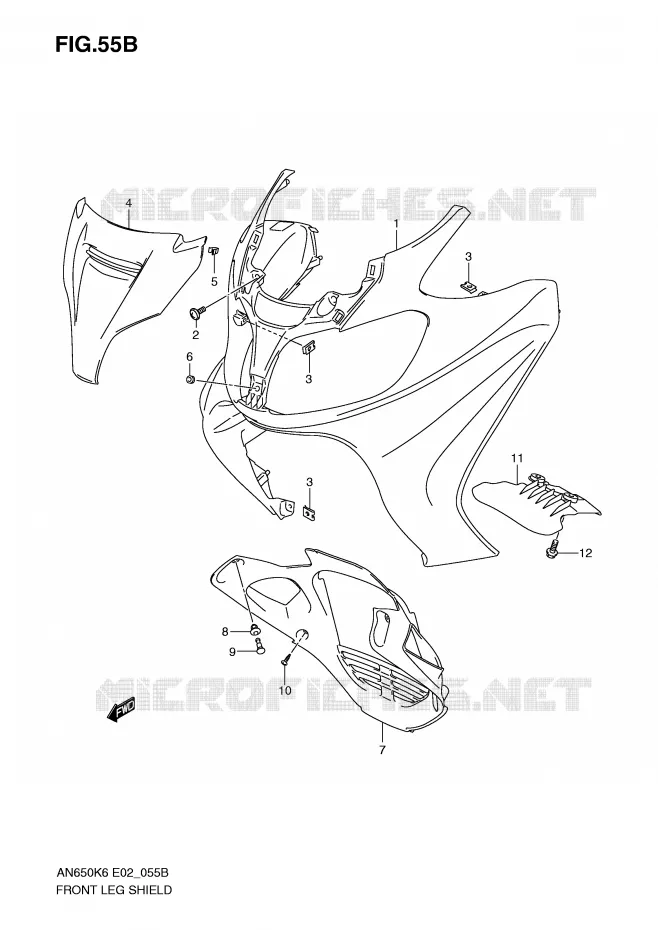 FRONT FAIRING (MODEL K9) Suzuki SCOOTER 650 BURGMAN 2007  AN650K7(E2)