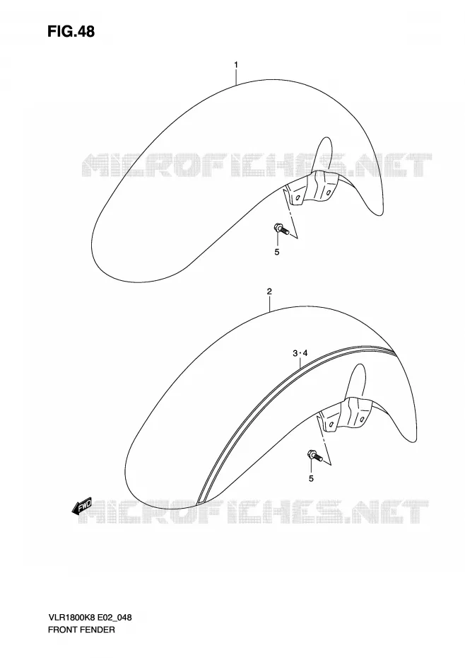 FRONT FENDER (MODEL K8/K9) Suzuki MOTO 1800 BOULEVARD 2008  VLR1800U2K8(E2)