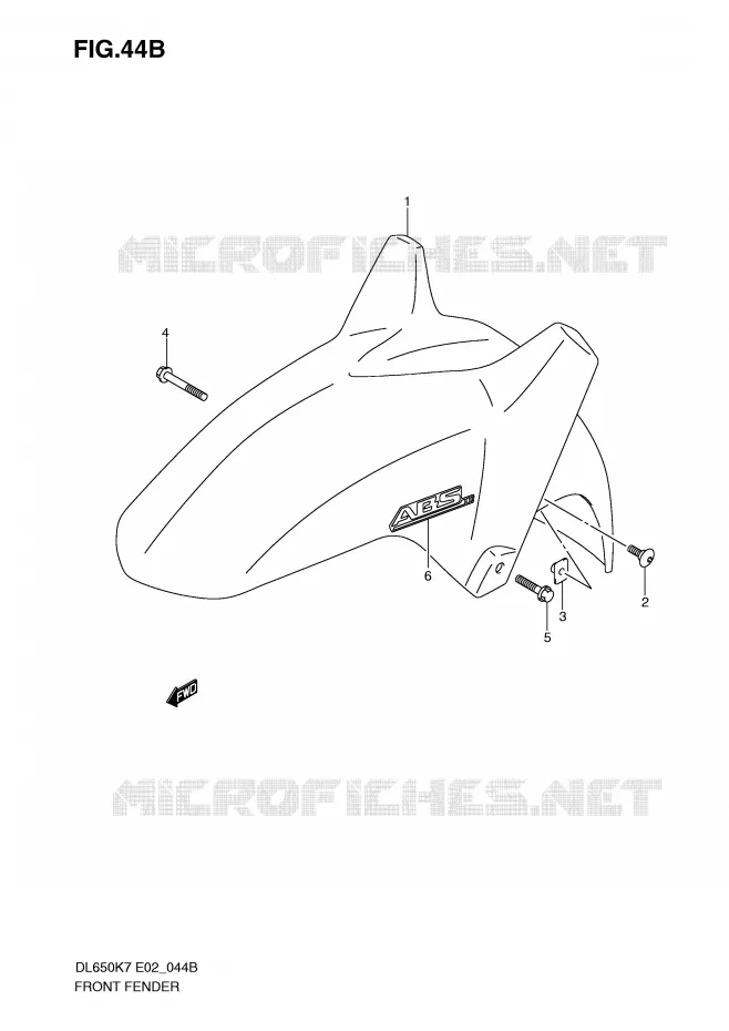 FRONT FENDER (MODEL K9/L0) Suzuki MOTO 650 V-STROM 2008  DL650K8(E2)