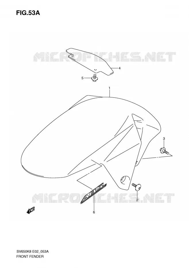 FRONT FENDER (MODEL K9) Suzuki MOTO 650 SV 2009  SV650K9(E2)