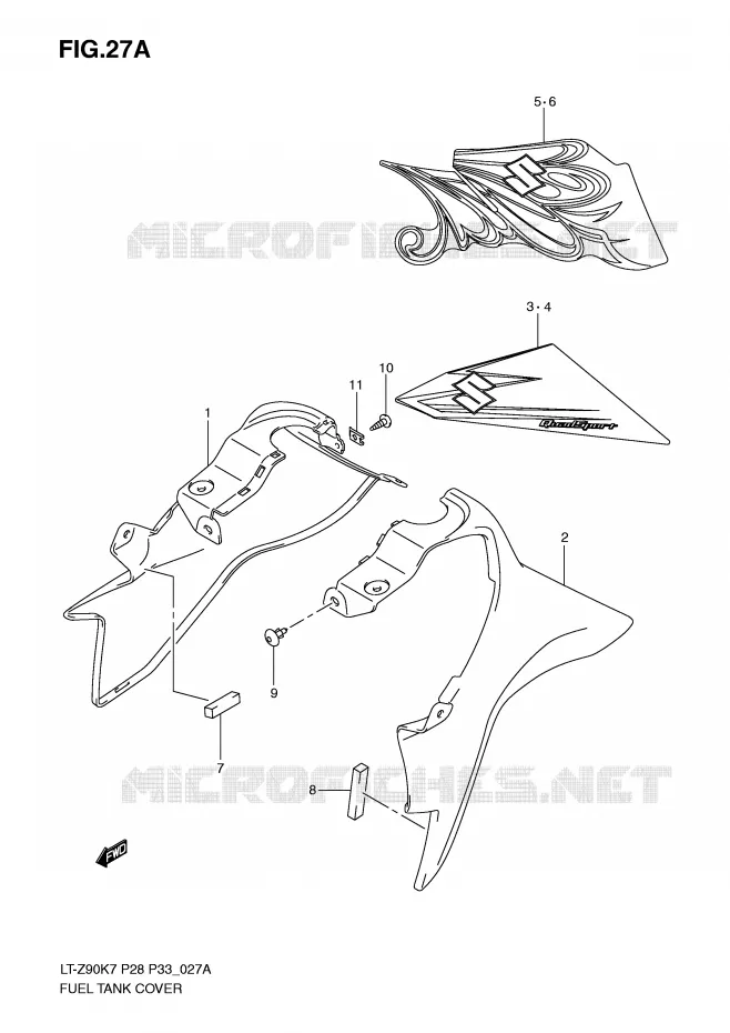 FUEL TANK COVER (MODEL K9) Suzuki QUAD 90 QUADSPORT 2007  LT-Z90K7(P28/P33)