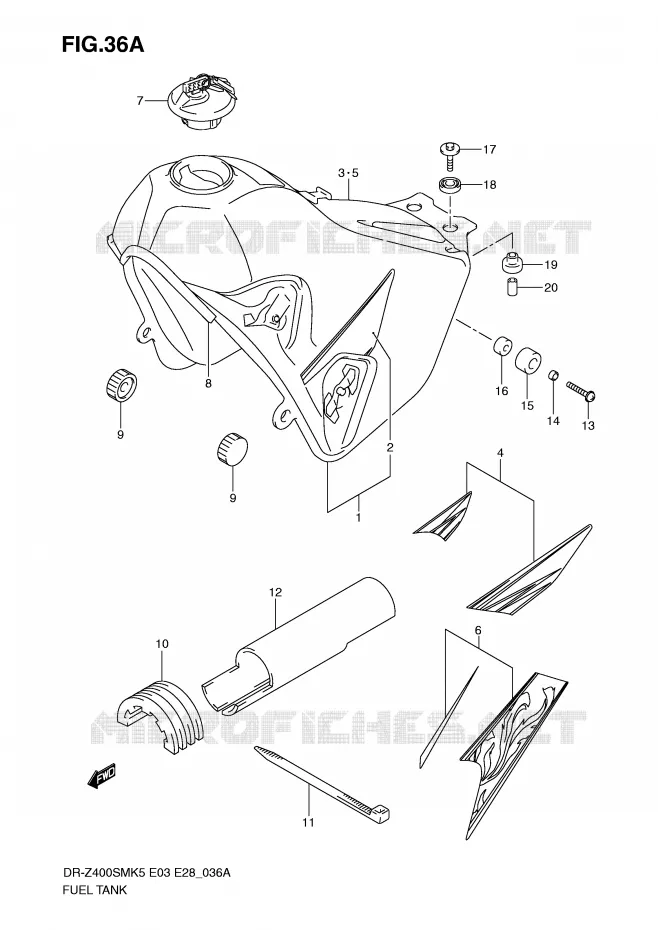FUEL TANK (MODEL K7/K8) Suzuki MOTO 400 DR-Z 2007  DR-Z400SMK7(E3/E28)
