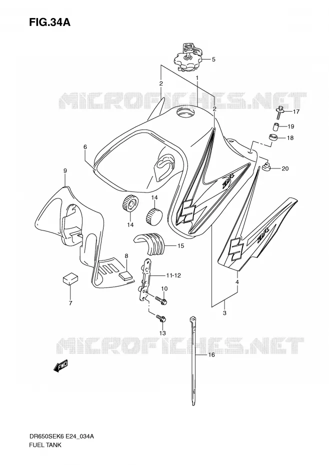 FUEL TANK (MODEL K8/K9) Suzuki MOTO 650 DR 2007  DR650SEK7(E24)