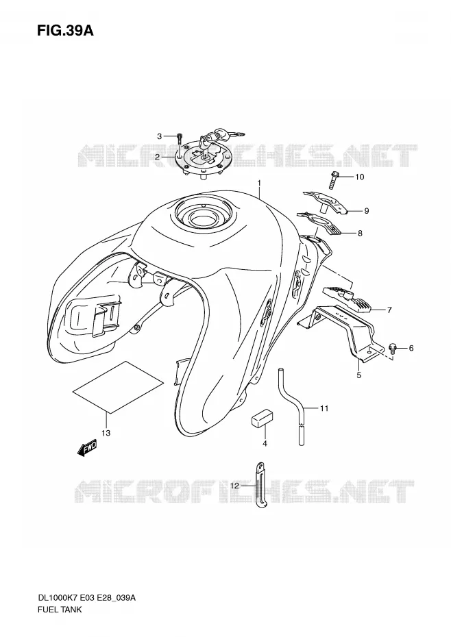FUEL TANK (MODEL K9/L0) Suzuki MOTO 1000 V-STROM 2007  DL1000K7(E3/E28)