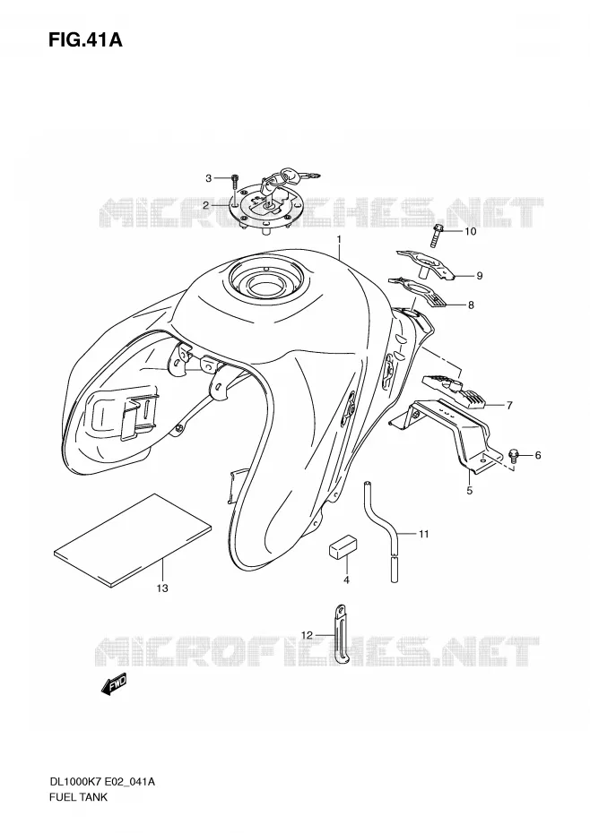 FUEL TANK (MODEL K9/L0) Suzuki MOTO 1000 V-STROM 2008  DL1000K8(E2)