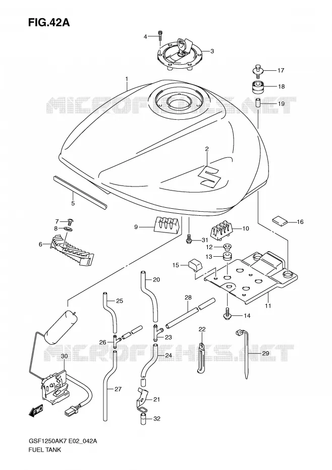 FUEL TANK (MODEL K9) Suzuki MOTO 1250 BANDIT-S 2007  GSF1250SAK7(E2)