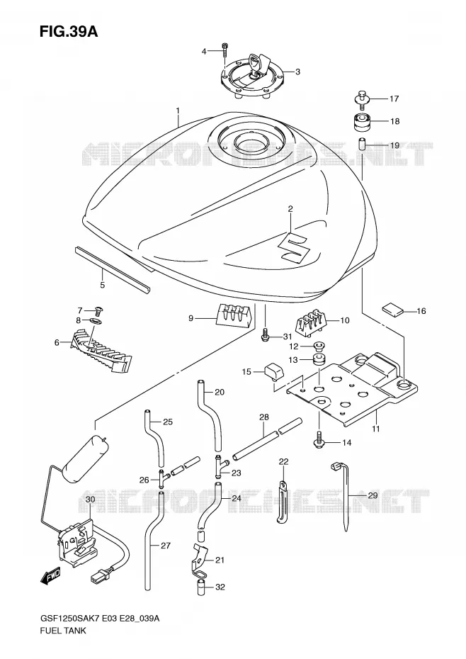FUEL TANK (MODEL K9) Suzuki MOTO 1250 BANDIT-S 2009  GSF1250SK9(E3/E28)