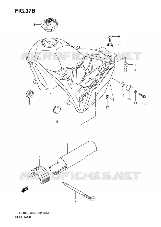 FUEL TANK (MODEL K9) Suzuki MOTO 400 DR-Z 2007  DR-Z400SMK7(E2)