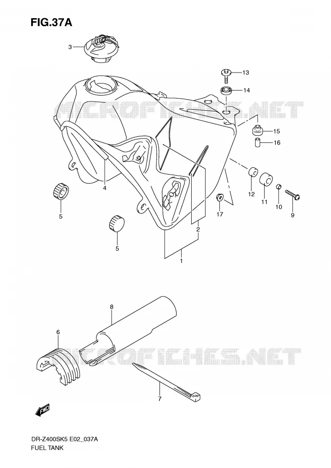 FUEL TANK (MODEL K9) Suzuki MOTO 400 DR-Z 2008  DR-Z400SK8(E2)