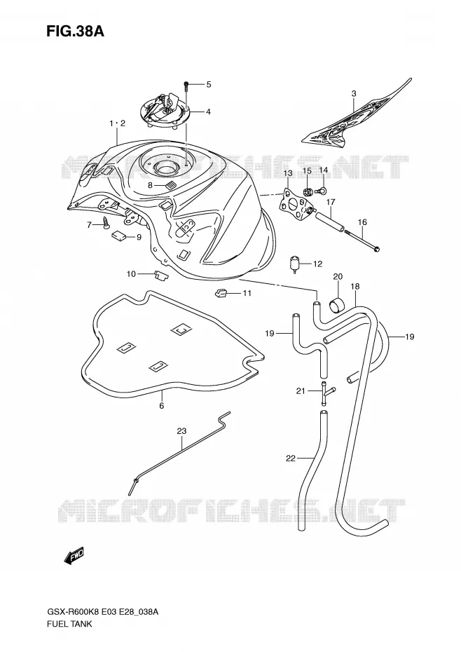 FUEL TANK (MODEL K9) Suzuki MOTO 600 GSX-R 2010  GSX-R600L0(E3/E28)