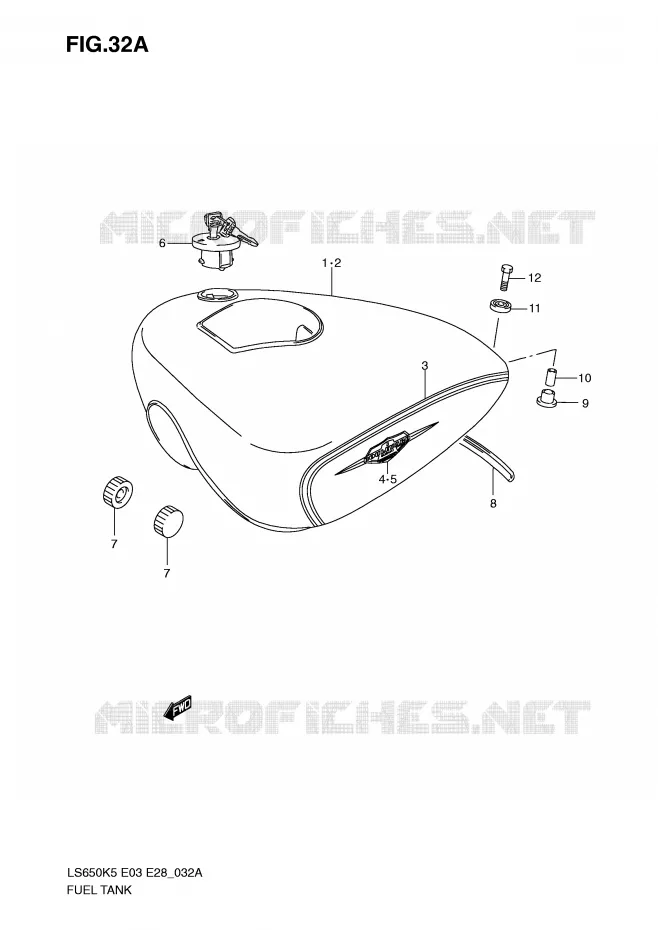 FUEL TANK (MODEL K9) Suzuki MOTO 650 BOULEVARD 2005  LS650K5(E3/E28)