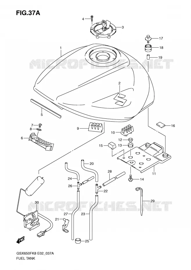 FUEL TANK (MODEL K9) Suzuki MOTO 650 GSX-F 2010  GSX650FAL0(E2)
