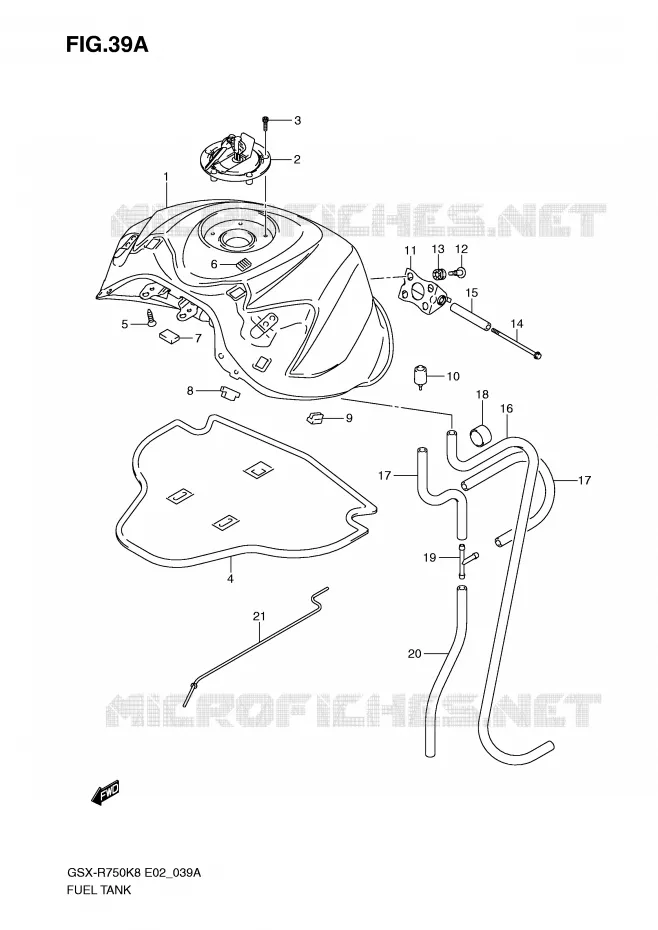 FUEL TANK (MODEL K9) Suzuki MOTO 750 GSX-R 2008  GSX-R750K8(E2)