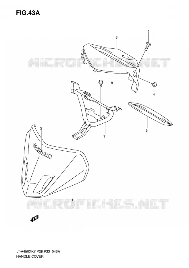 HANDLEBAR FAIRING (MODEL K9) Suzuki QUAD 450 KINGQUAD 2009  LT-A450XZK9(P28/P33)