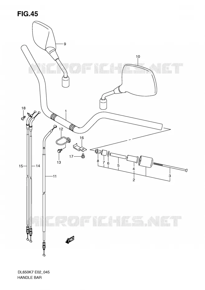 HANDLEBAR (MODEL K7/K8) Suzuki MOTO 650 V-STROM 2009  DL650AUEK9(E2)