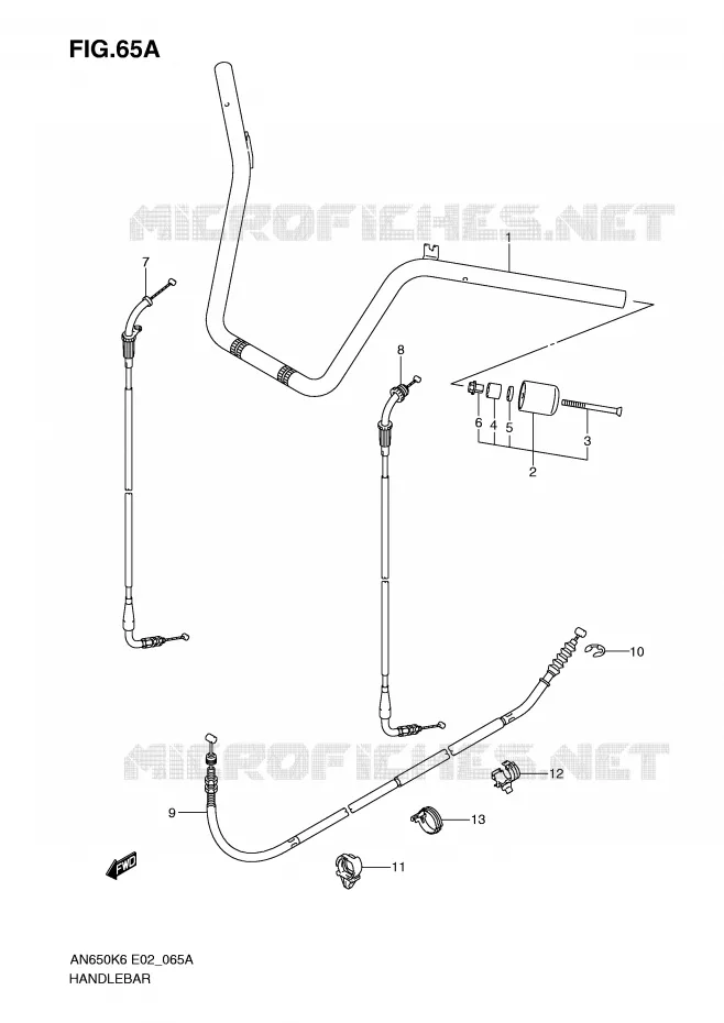 HANDLEBAR (MODEL K9/L0) Suzuki SCOOTER 650 BURGMAN 2010  AN650L0(E2)