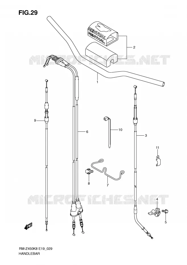 HANDLEBAR (RM-Z450K8/K9/L0) Suzuki MOTO 450 RM-Z 2011  RM-Z450L1(E19)