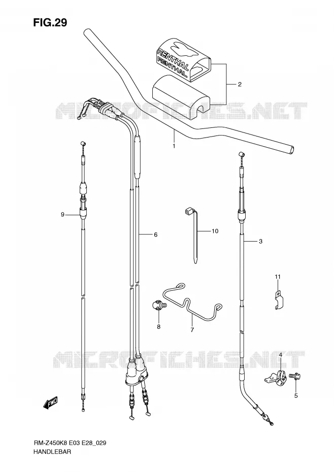 HANDLEBAR (RM-Z450K8/K9/L0) Suzuki MOTO 450 RM-Z 2011  RM-Z450L1(E3/E28)