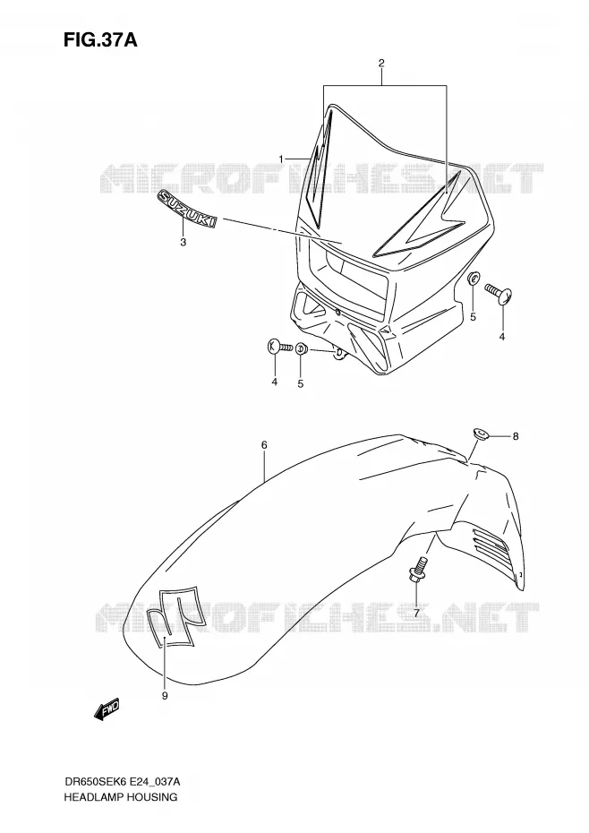 HEADLAMP HOUSING (MODEL K9/L0) Suzuki MOTO 650 DR 2007  DR650SEK7(E24)
