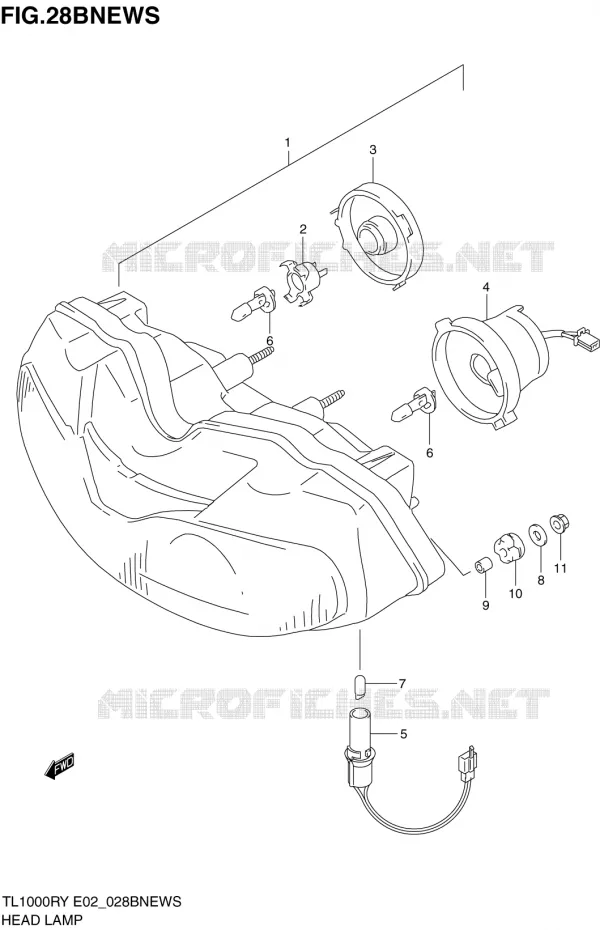 HEADLIGHT (E4,E18,E22,E25,E34) Suzuki MOTO 1000 TL-R 1999  TL1000RX(E2)