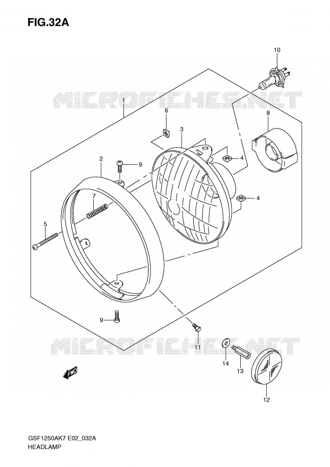 HEADLIGHT (GSF1250K9/AK9 E24) Suzuki MOTO 1250 BANDIT-S 2009  GSF1250SAK9(E2)