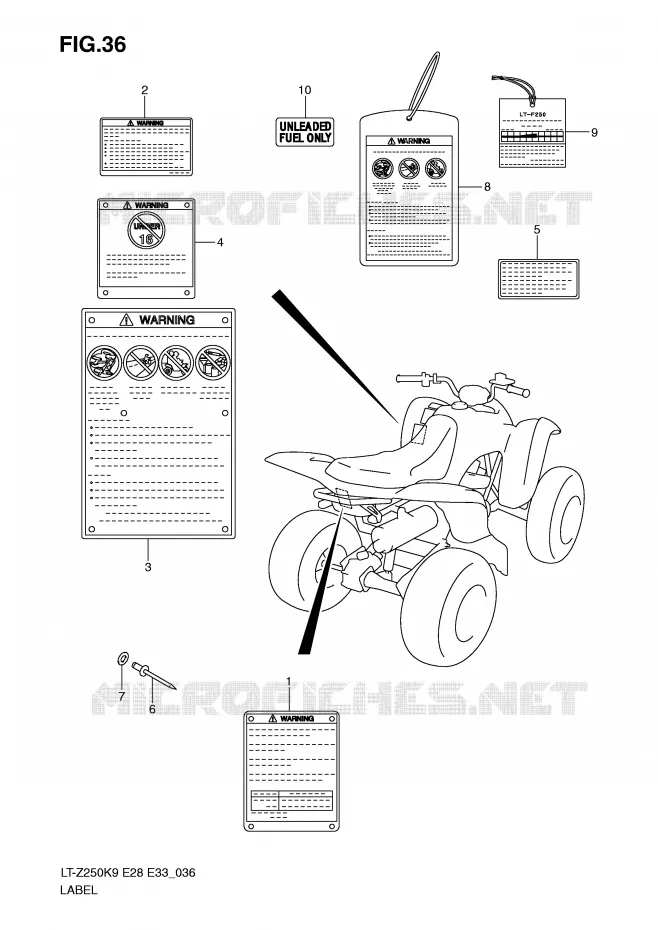 LABEL Suzuki QUAD 250 QUADSPORT 2010  LT-Z250ZL0(E28/E33)
