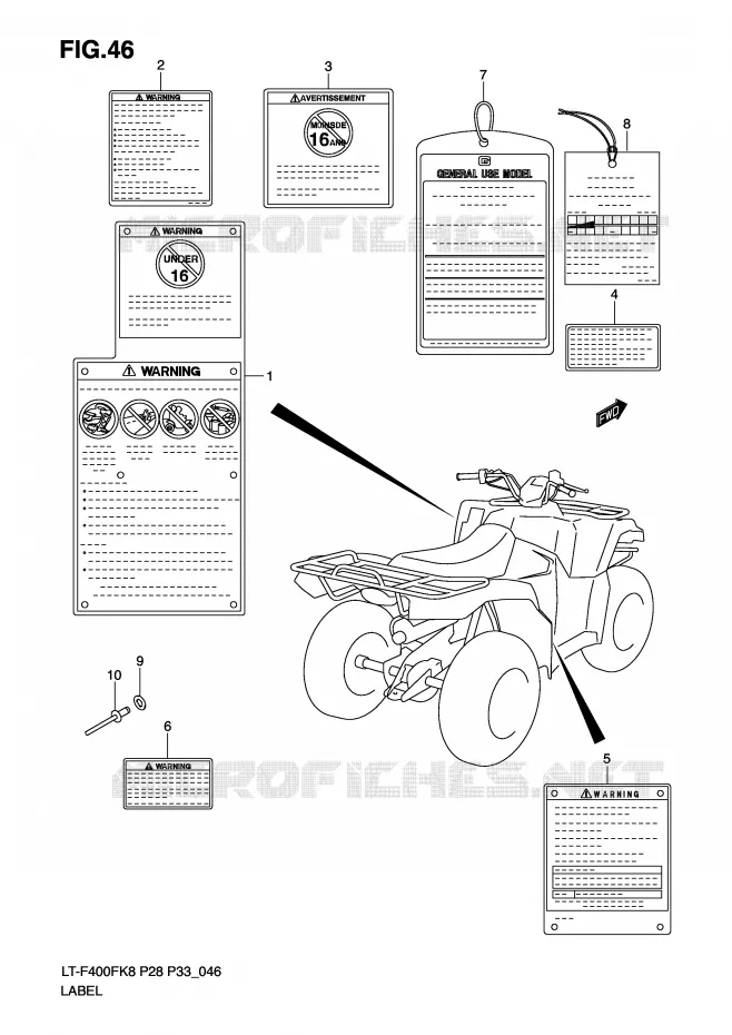 LABEL Suzuki QUAD 400 KINGQUAD 2010  LT-F400FL0(P28/P33)