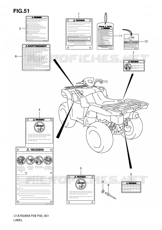 LABEL Suzuki QUAD 750 KINGQUAD 2009  LT-A750XZK9(P28/P33)