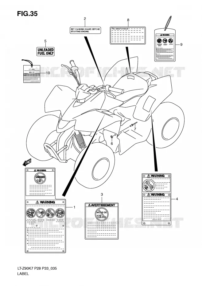 LABEL Suzuki QUAD 90 QUADSPORT 2009  LT-Z90K9(P28/P33)