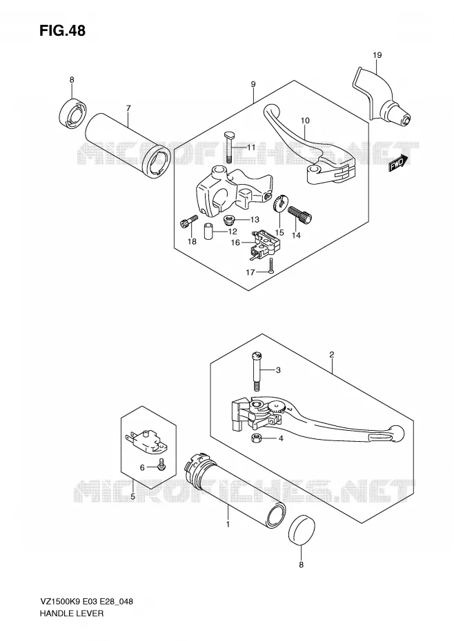 LEVERS - HANDGRIPS Suzuki MOTO 1500 BOULEVARD 2009  VZ1500K9(E3/E28)