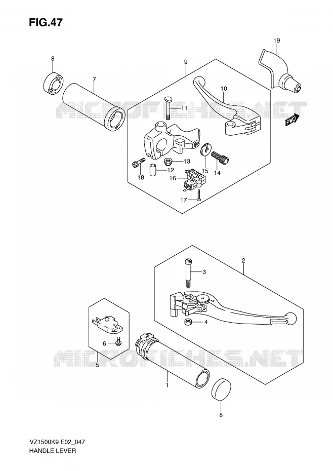 LEVERS - HANDGRIPS Suzuki MOTO 1500 MARAUDER-M90 2009  VZ1500K9(E2)