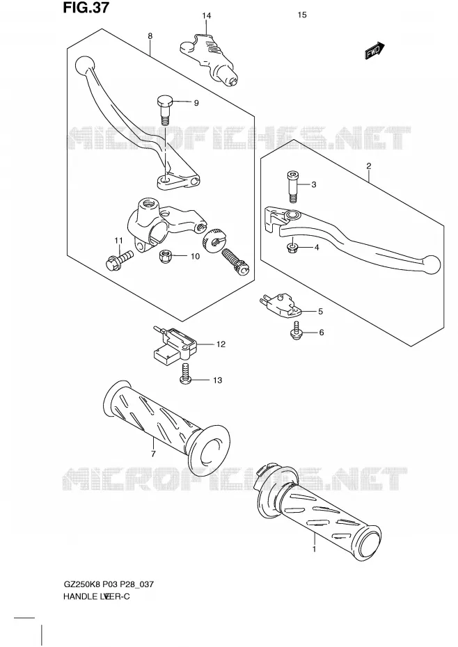 LEVERS - HANDGRIPS Suzuki MOTO 250 MARAUDER 2009  GZ250K9(P3)