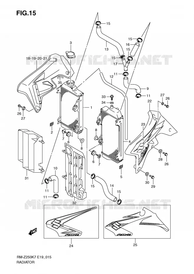RADIATOR Suzuki MOTO 250 RM-Z 2007  RM-Z250K7(E19)
