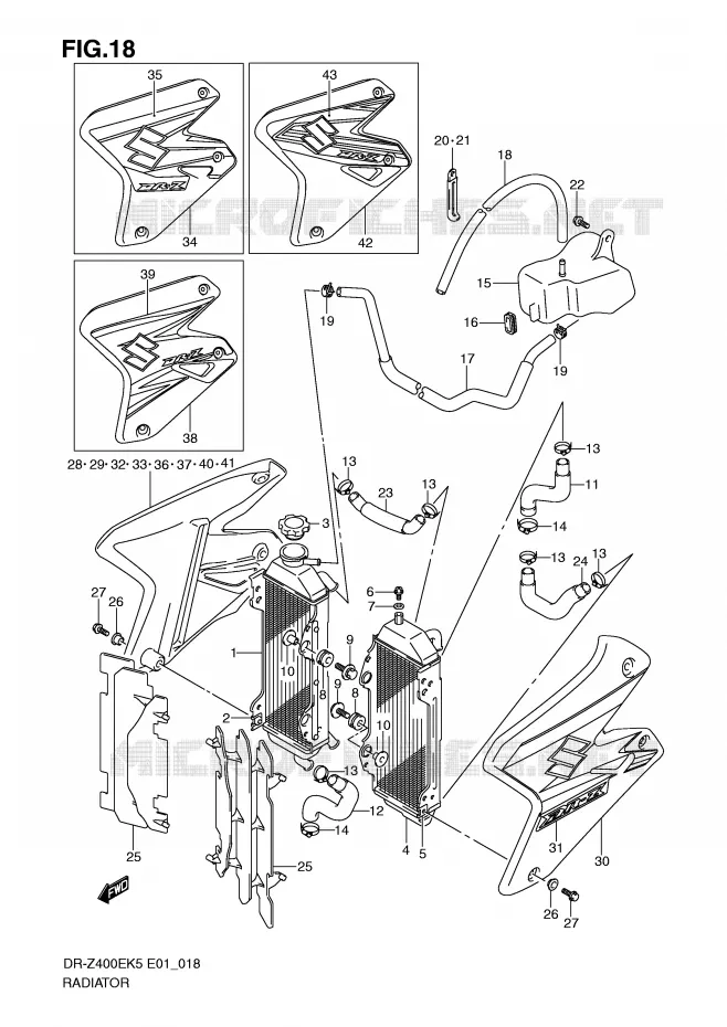 RADIATOR Suzuki MOTO 400 DR-Z 2007  DR-Z400EK7(E1)