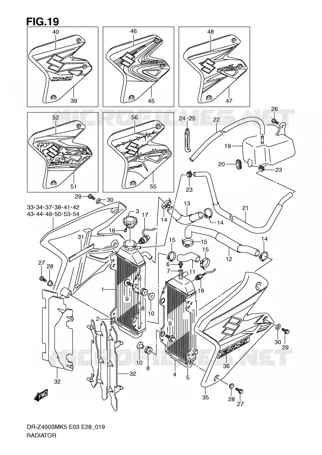 RADIATOR Suzuki MOTO 400 DR-Z 2007  DR-Z400SMK7(E3/E28)