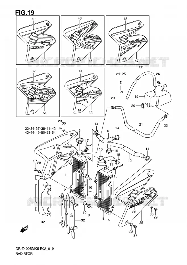 RADIATOR Suzuki MOTO 400 DR-Z 2008  DR-Z400SMK8(E2)