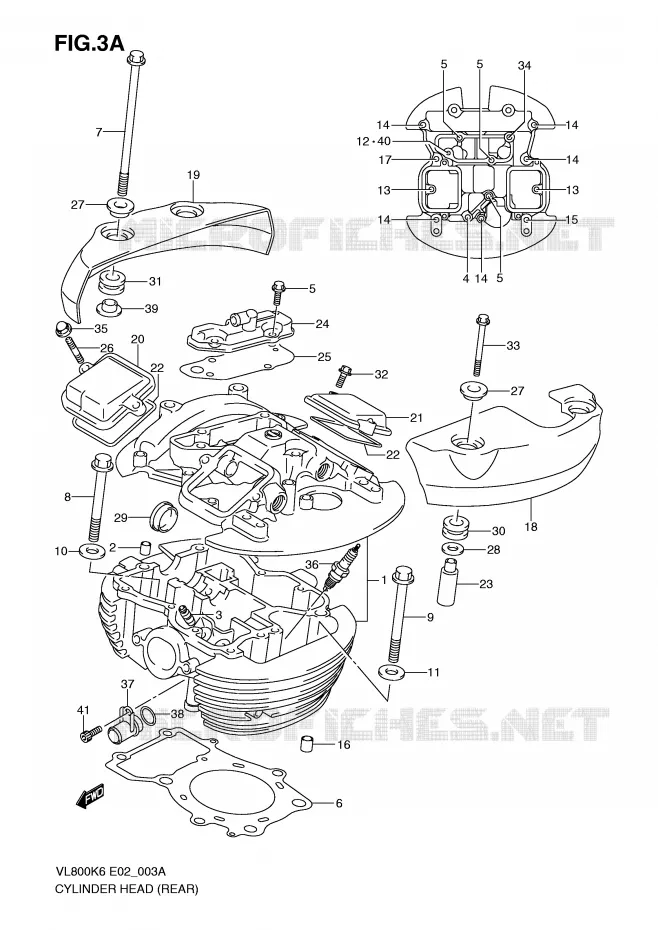 REAR CYLINDER HEAD (MODEL K9/L0) Suzuki MOTO 800 VOLUSIA 2007  VL800K7(E2)