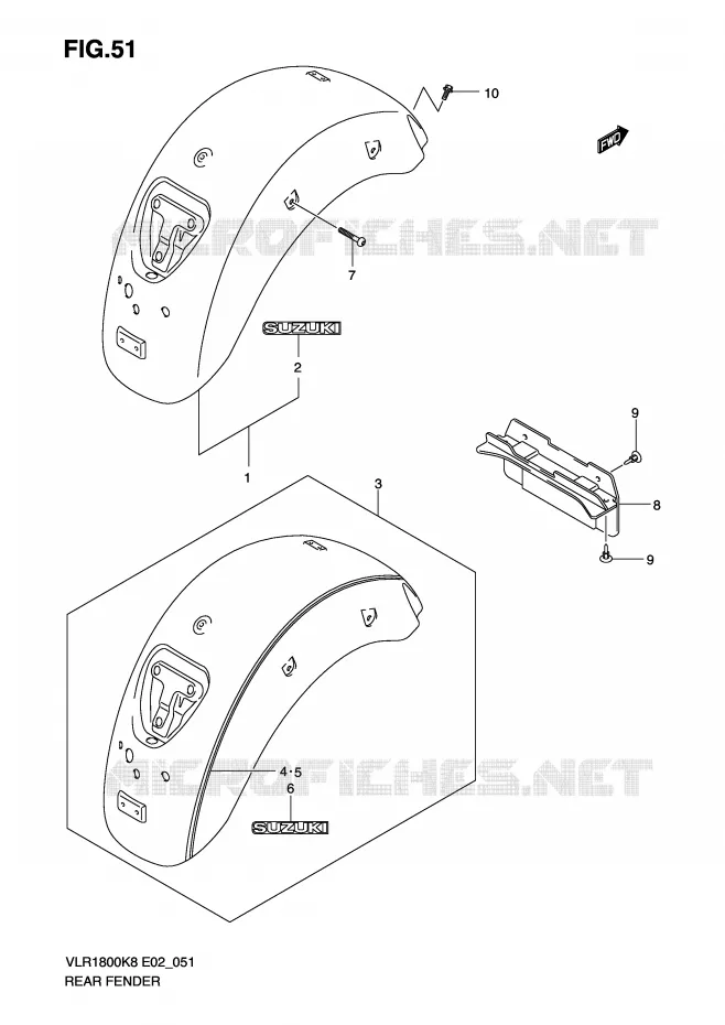 REAR FENDER (MODEL K8) Suzuki MOTO 1800 BOULEVARD 2008  VLR1800U2K8(E2)