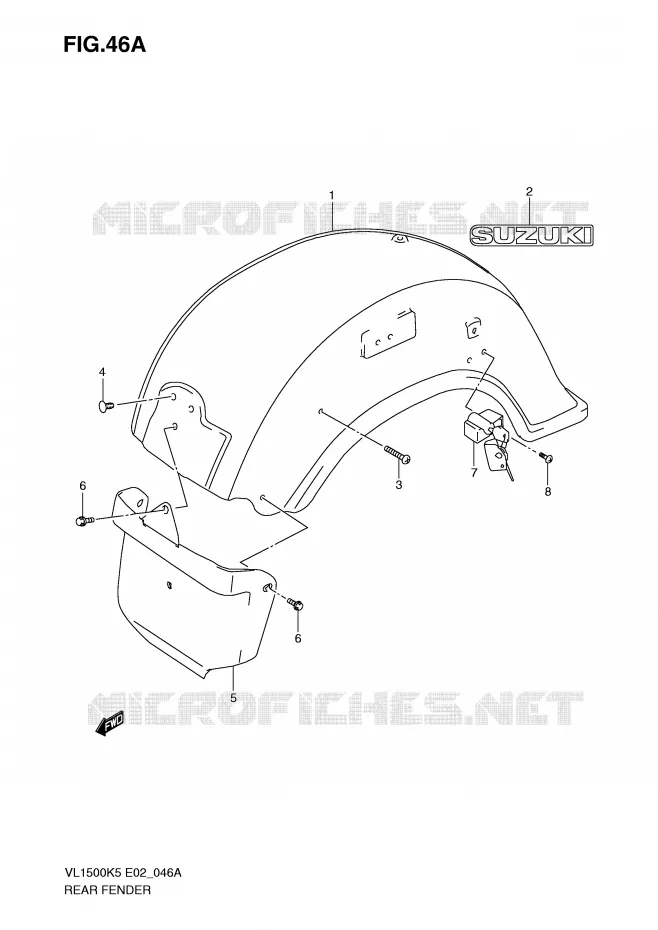 REAR FENDER (MODEL K9) Suzuki MOTO 1500 INTRUDER 2007  VL1500K7(E2)