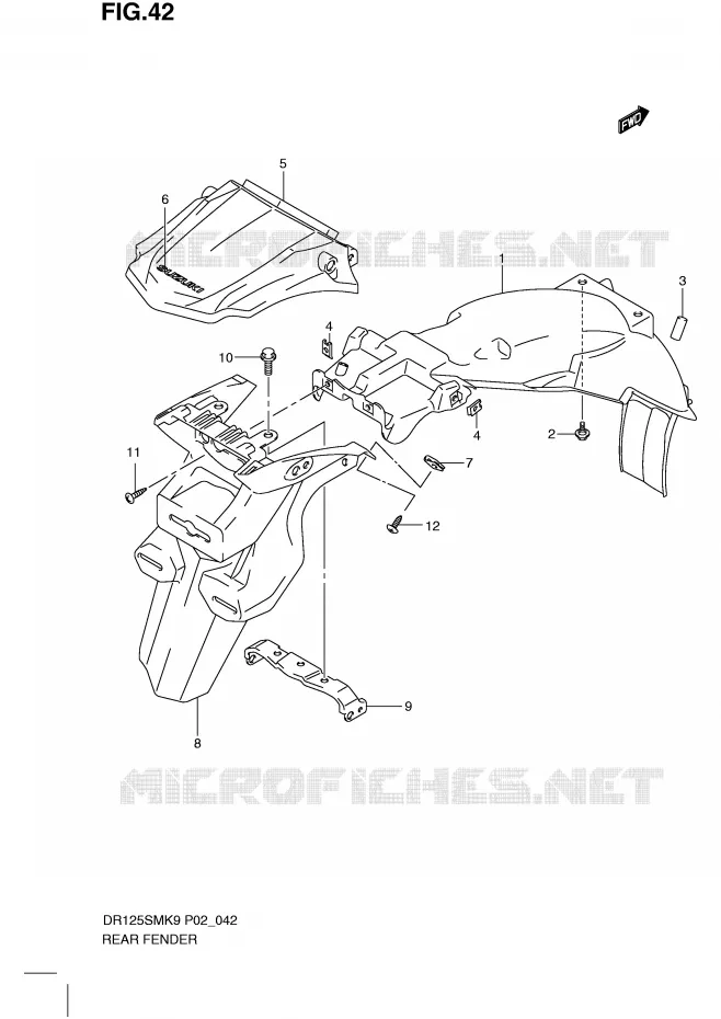 REAR FENDER Suzuki MOTO 125 DR 2009  DR125SMK9