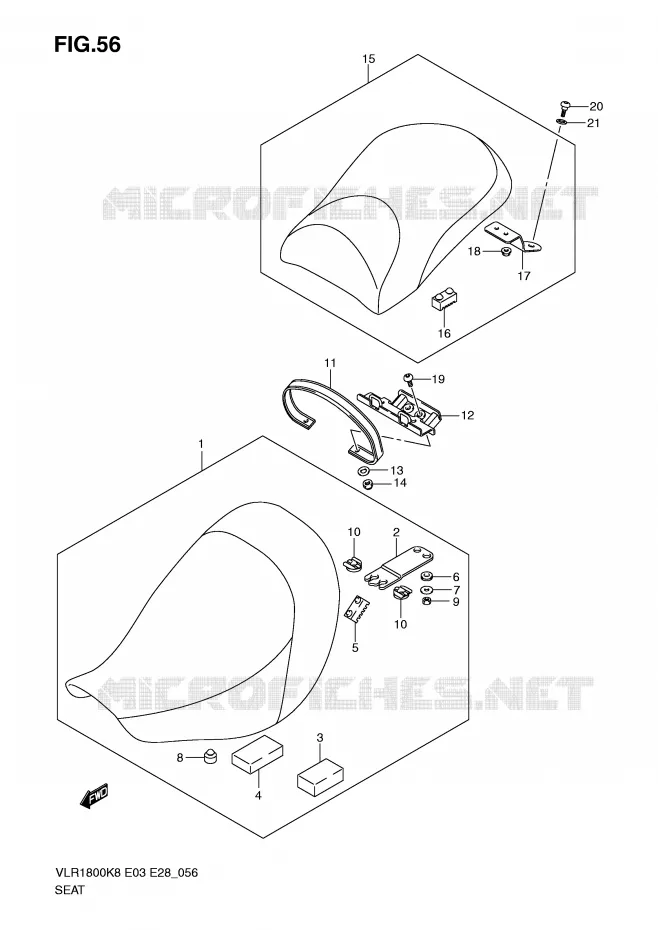 SEAT (VLR1800K8/K9/L0) Suzuki MOTO 1800 BOULEVARD 2008  VLR1800TK8(E3/E28)