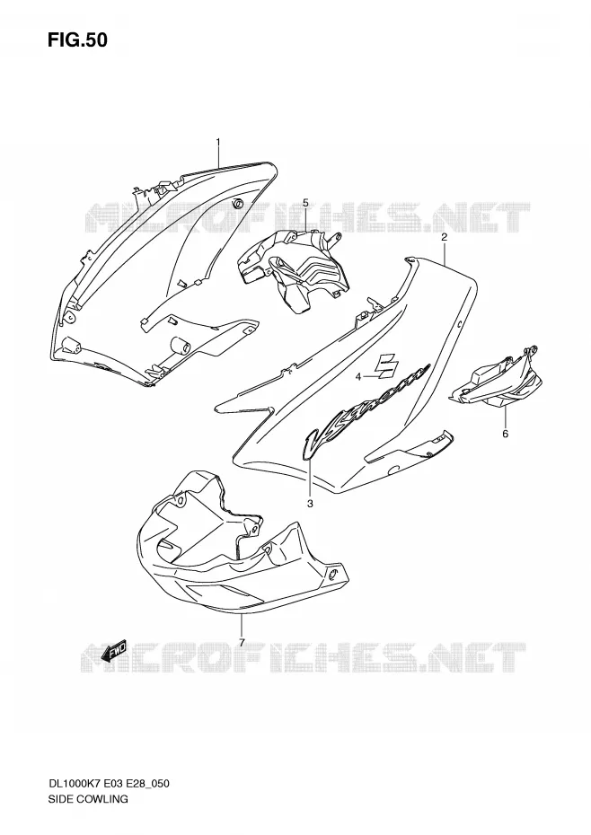 SIDE FAIRING (MODEL K7/K8) Suzuki MOTO 1000 V-STROM 2009  DL1000K9(E3/E28)