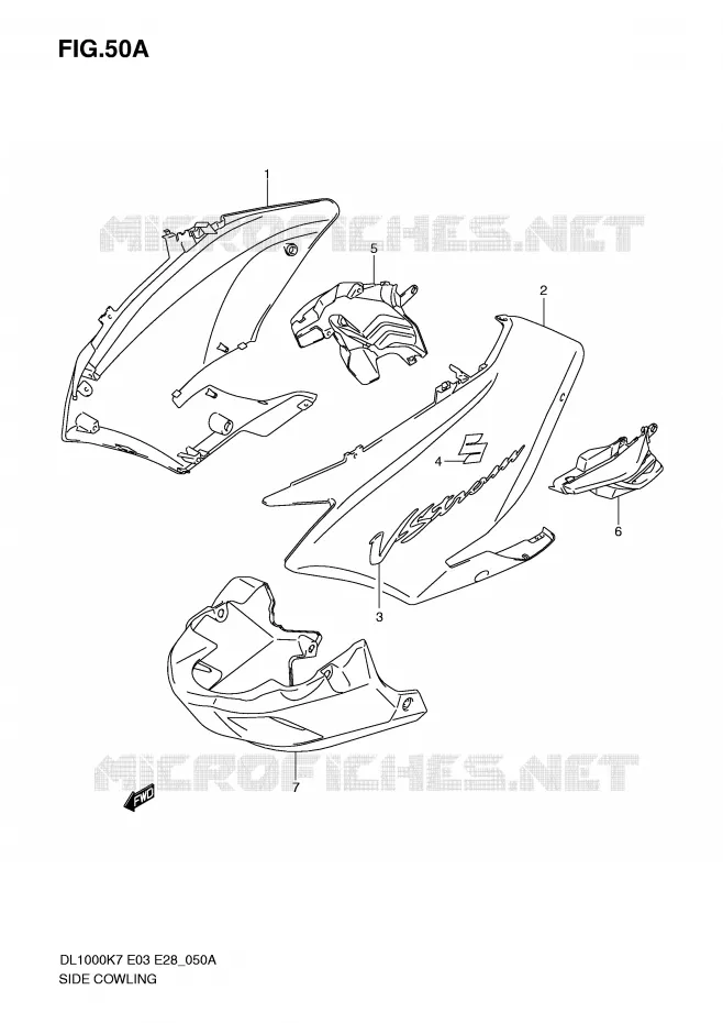 SIDE FAIRING (MODEL K9/L0) Suzuki MOTO 1000 V-STROM 2008  DL1000K8(E3/E28)