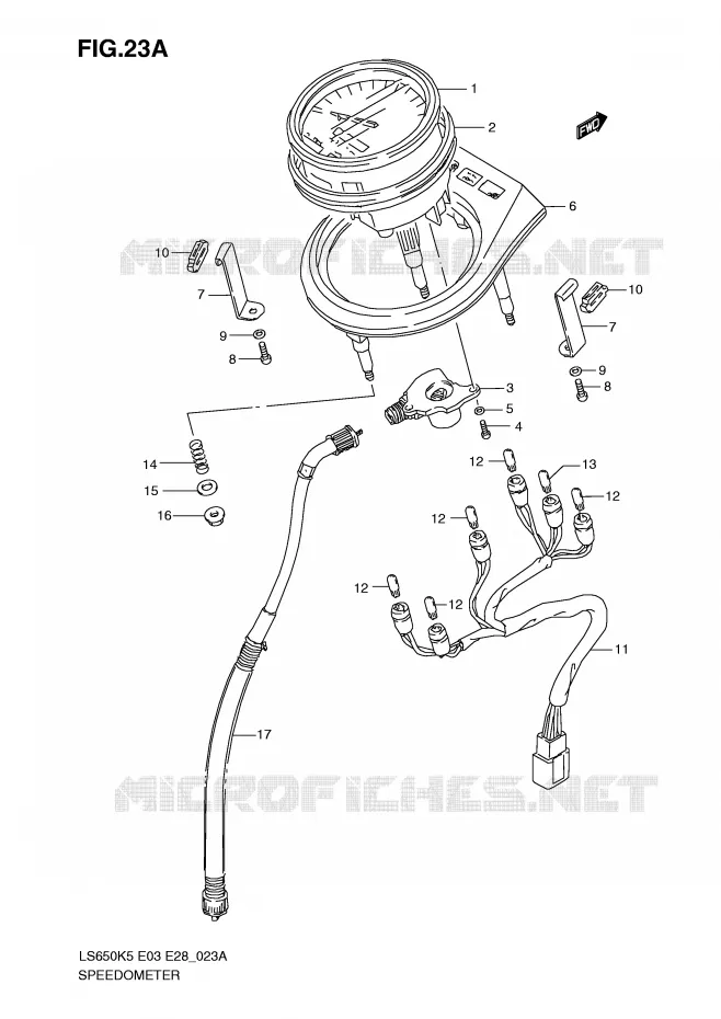 SPEEDOMETER (MODEL K9 E28) Suzuki MOTO 650 BOULEVARD 2007  LS650K7(E3/E28)