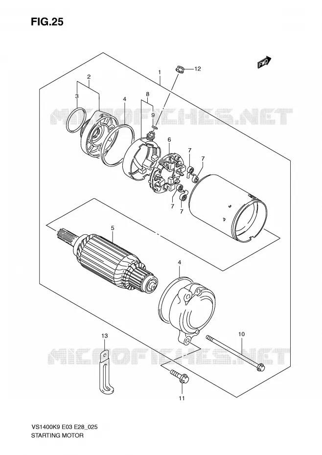STARTER MOTOR Suzuki MOTO 1400 INTRUDER 2009  VS1400K9(E3/E28)