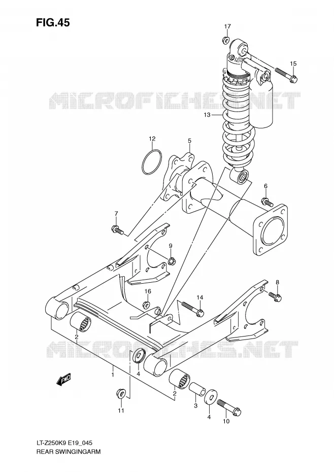 SWINGARM Suzuki QUAD 250 QUADSPORT 2010  LT-Z250L0(E19)