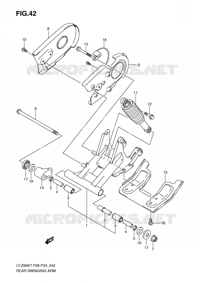 SWINGARM Suzuki QUAD 90 QUADSPORT 2009  LT-Z90K9(P28/P33)