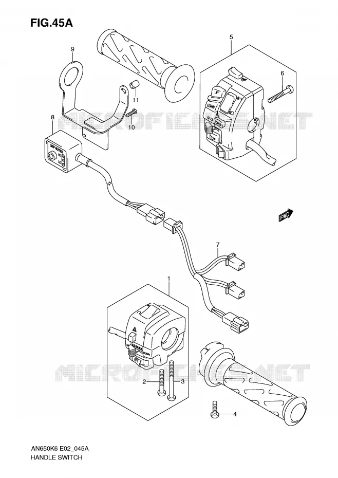 SWITCHES (AN650AK9/AL0) Suzuki SCOOTER 650 BURGMAN 2007  AN650K7(E2)